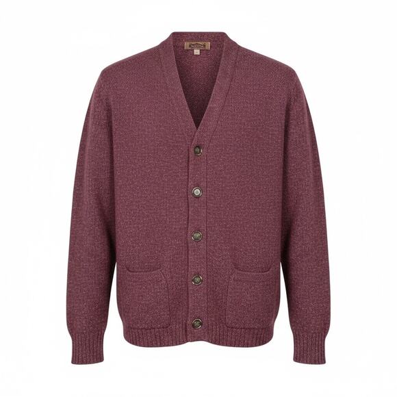 Vintage Jantzen Made USA Burgundy Wool Blend Button Up grandpa Cardigan large - Picture 1 of 16
